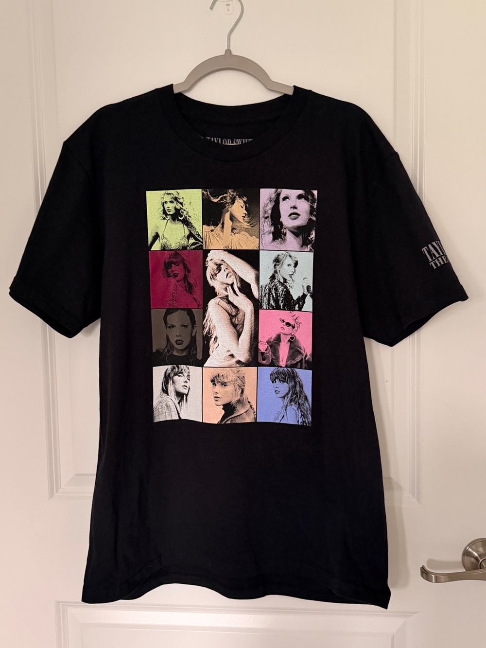Taylor Swift Black Short-Sleeve Graphic Tee with Multicolor Photo Grid